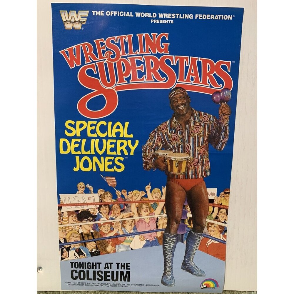 1986 WWF LJN RARE “Special Delivery Jones” 12” Poster Titan Sports Wrestling WWE
